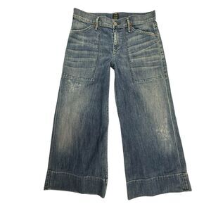Citizens of Humanity Posie Wide Leg Cropped Jeans Women 28 Factory Distressed
